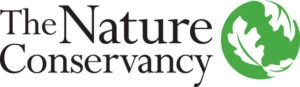 Logo for The Nature Conservancy, a green globe covered in leaves